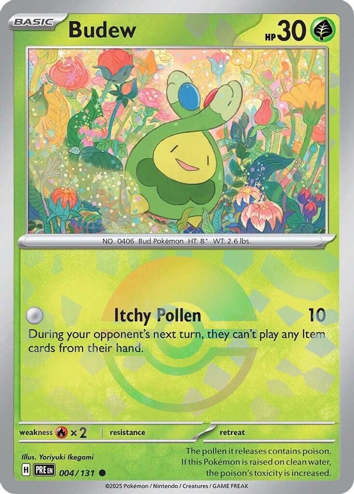 Budew (Poke Ball Pattern) - 004/131 Prismatic Evolutions Common Holo Pokemon - NM