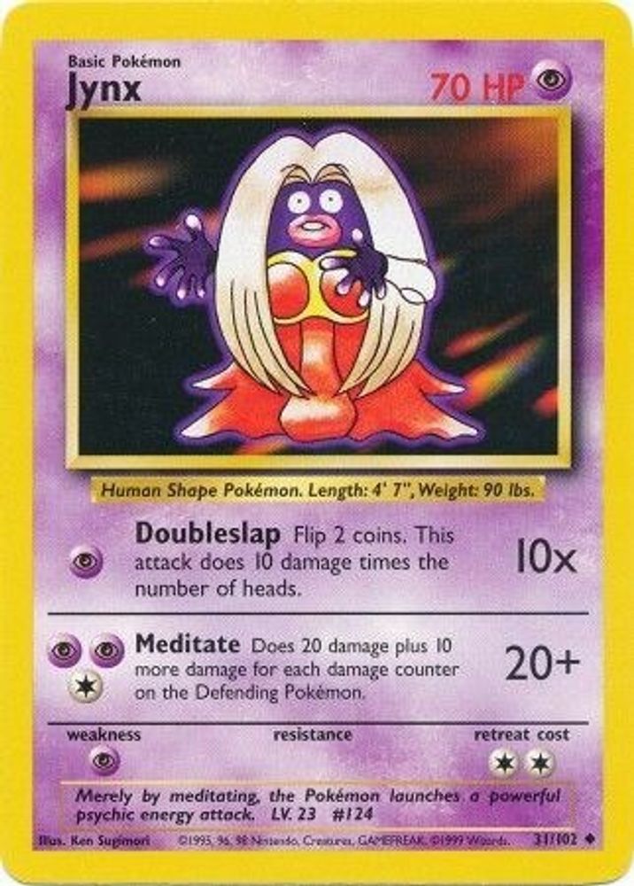 Jynx - 31/102 Base Set Unlimited Uncommon Pokemon - NM
