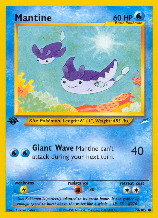 Mantine - 74/105 Neo Destiny Common Unlimited Pokemon - NM