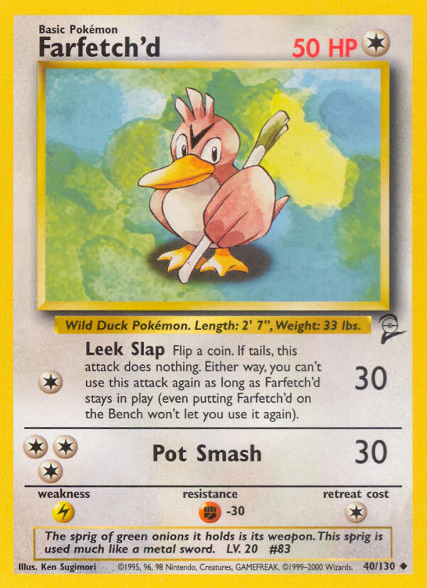 Farfetch'd - 40/130 Base Set 2 Uncommon Pokemon - NM