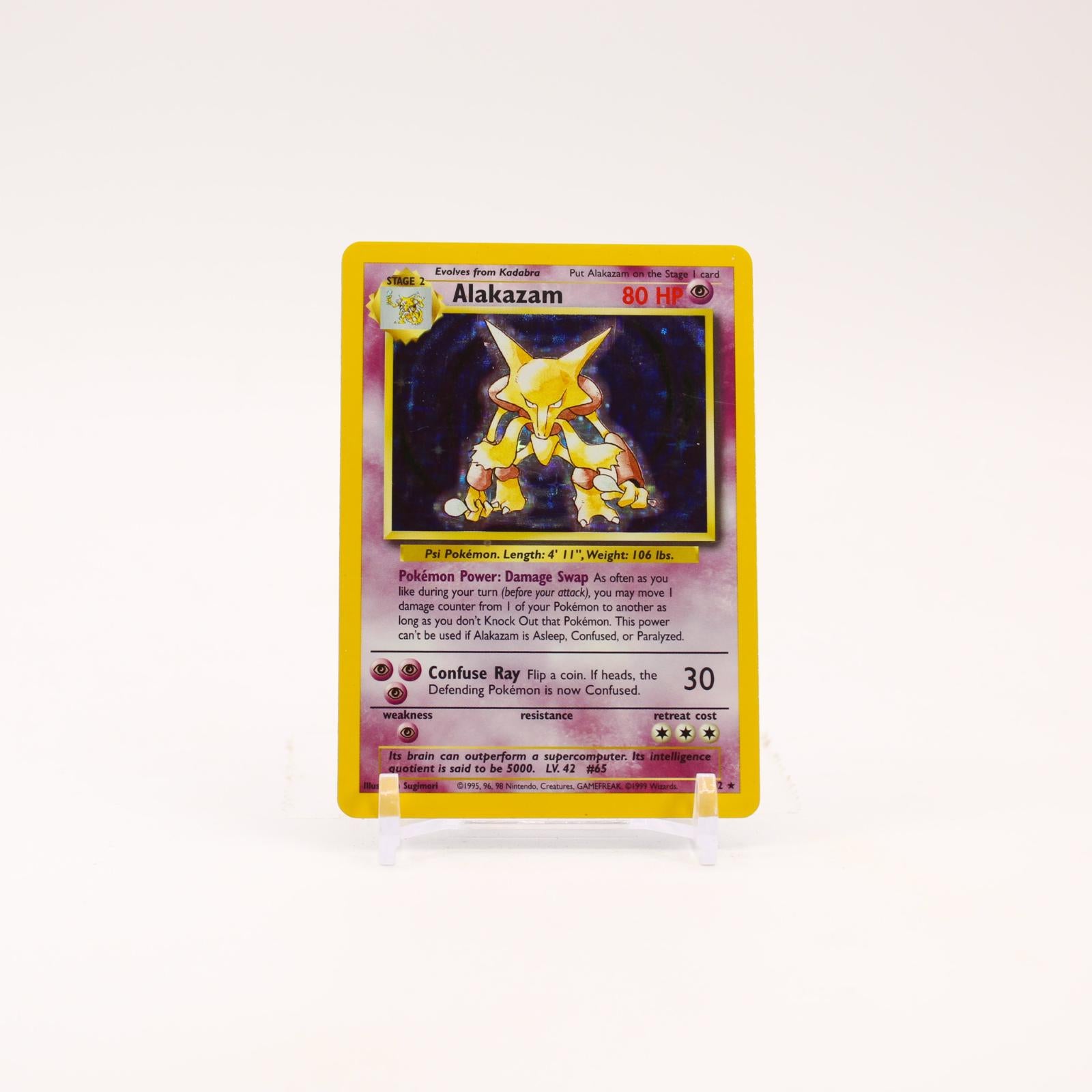Alakazam - 1/102 Base Set Unlimited Holo Rare Pokemon - LP/MP