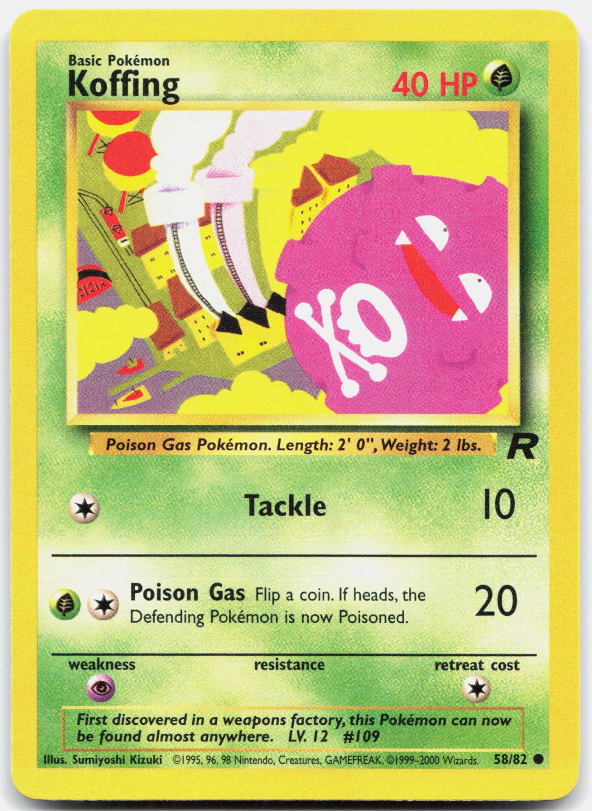 Koffing - 58/82 Team Rocket Common Unlimited Pokemon - NM
