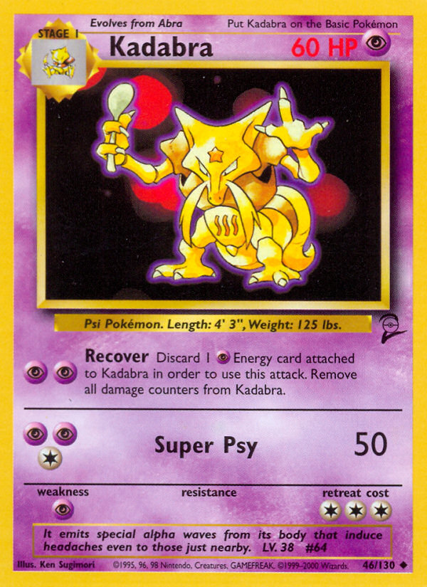 Kadabra - 46/130 Base Set 2 Uncommon Pokemon - NM