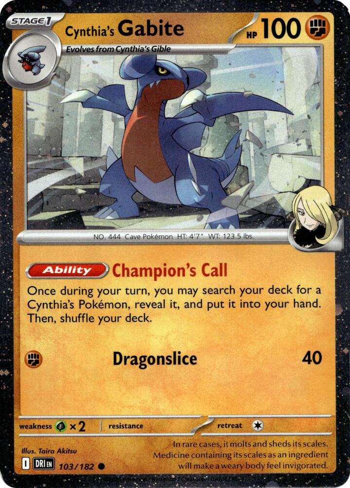 Cynthia's Gabite - 103/182 Cosmos Holo PROMO Pokemon - NM/MINT