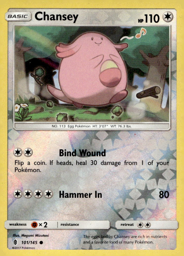Chansey - 101/145 Guardians Rising Reverse Holo Pokemon - NM/MINT