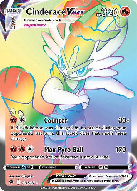 Cinderace Vmax - 194/192 Rebel Clash Secret Rare Pokemon - NM/MINT