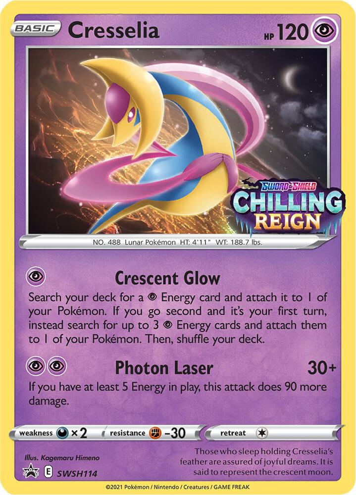 Cresselia - SWSH114 Chilling Reign PRERELEASE STAMPED Promo Pokemon - NM/MINT