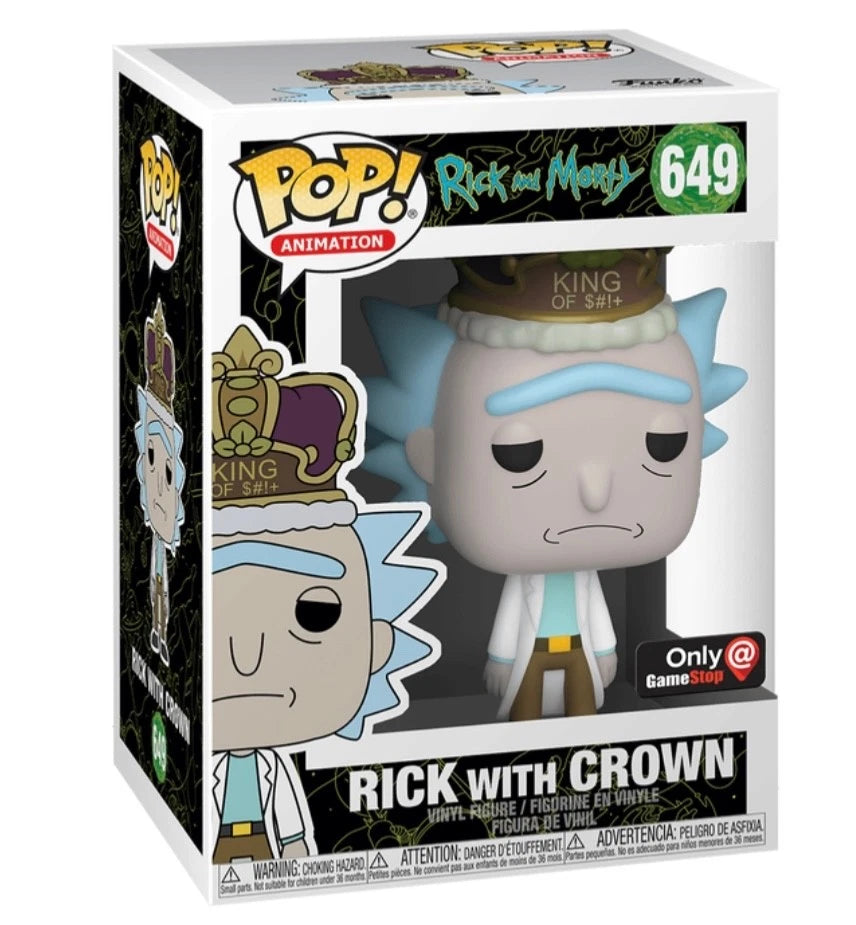 Funko Pop - Rick & Morty Vinyl Figure - Rick with Crown 649 GameStop Exc.