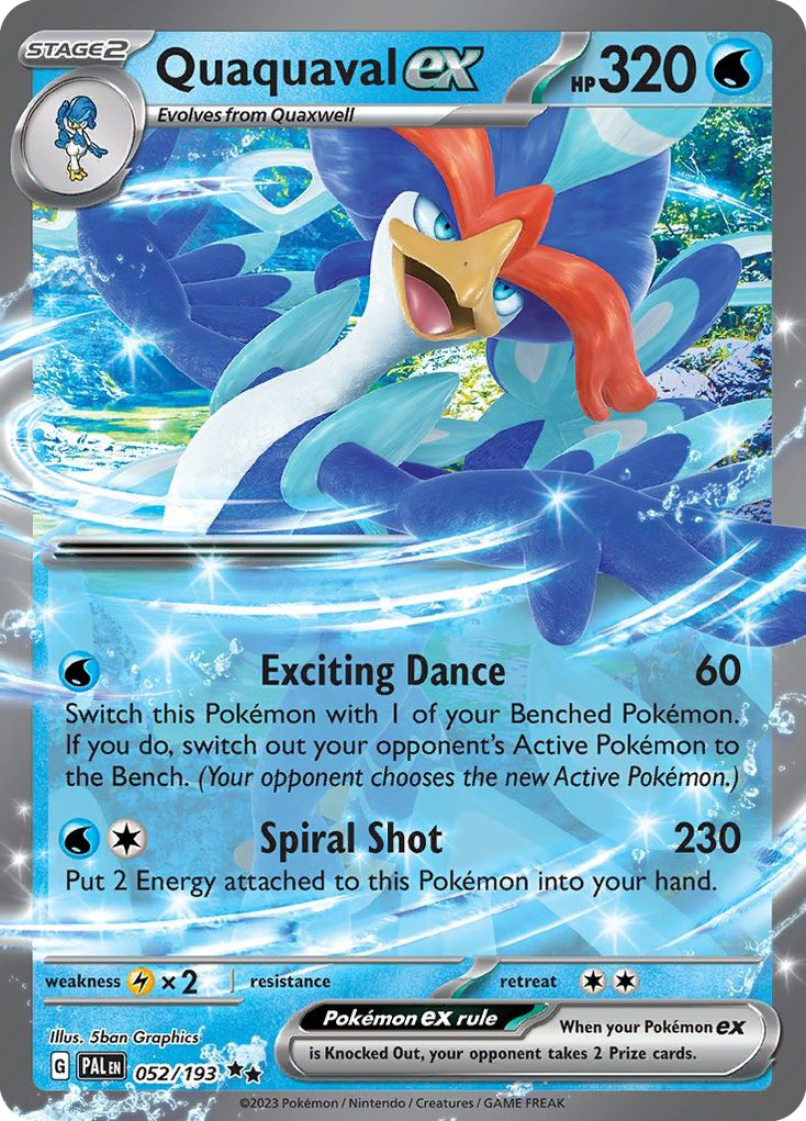 Quaquaval ex - 052/193 Paldea Evolved Double Rare Holo Pokemon - NM
