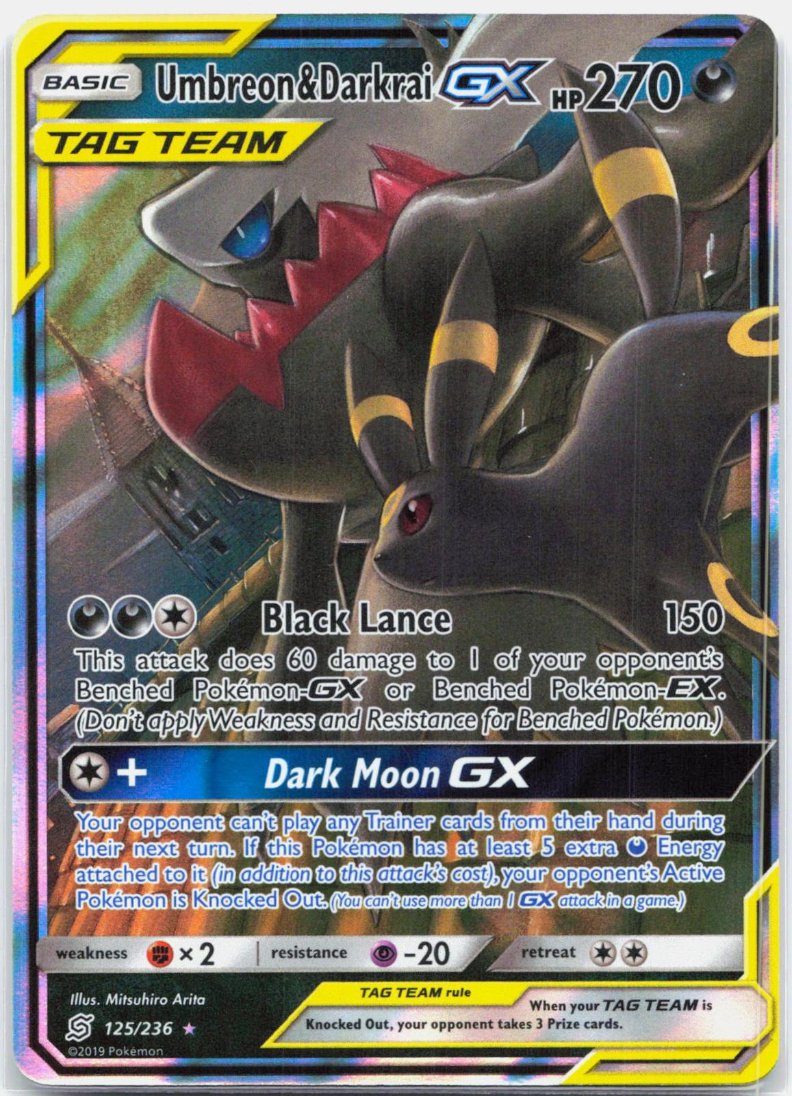 Umbreon & Darkrai GX - 125/236 Unified Minds Ultra Rare Pokemon - NM