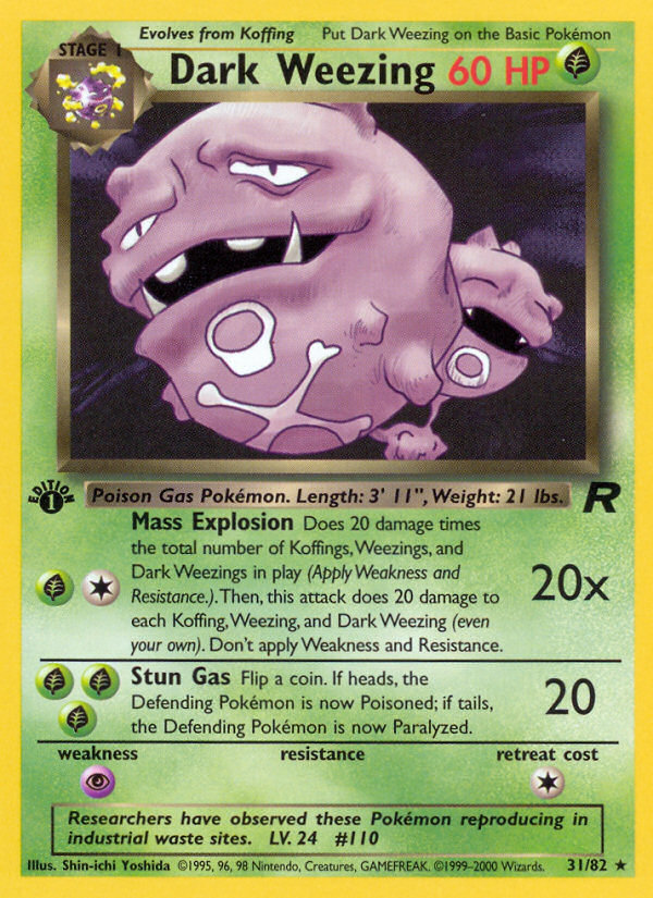 Dark Weezing - 31/82 Team Rocket Rare 1st Edition Pokemon - NM