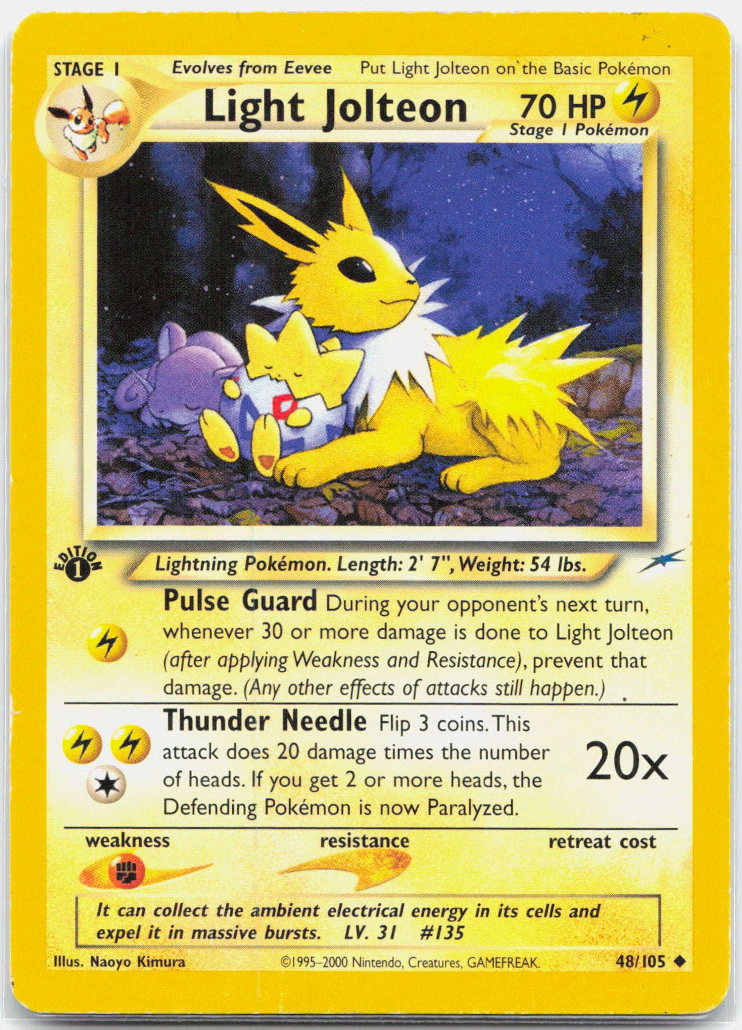 Light Jolteon - 48/105 Neo Destiny 1st Edition Holo Rare Pokemon - MP/HP