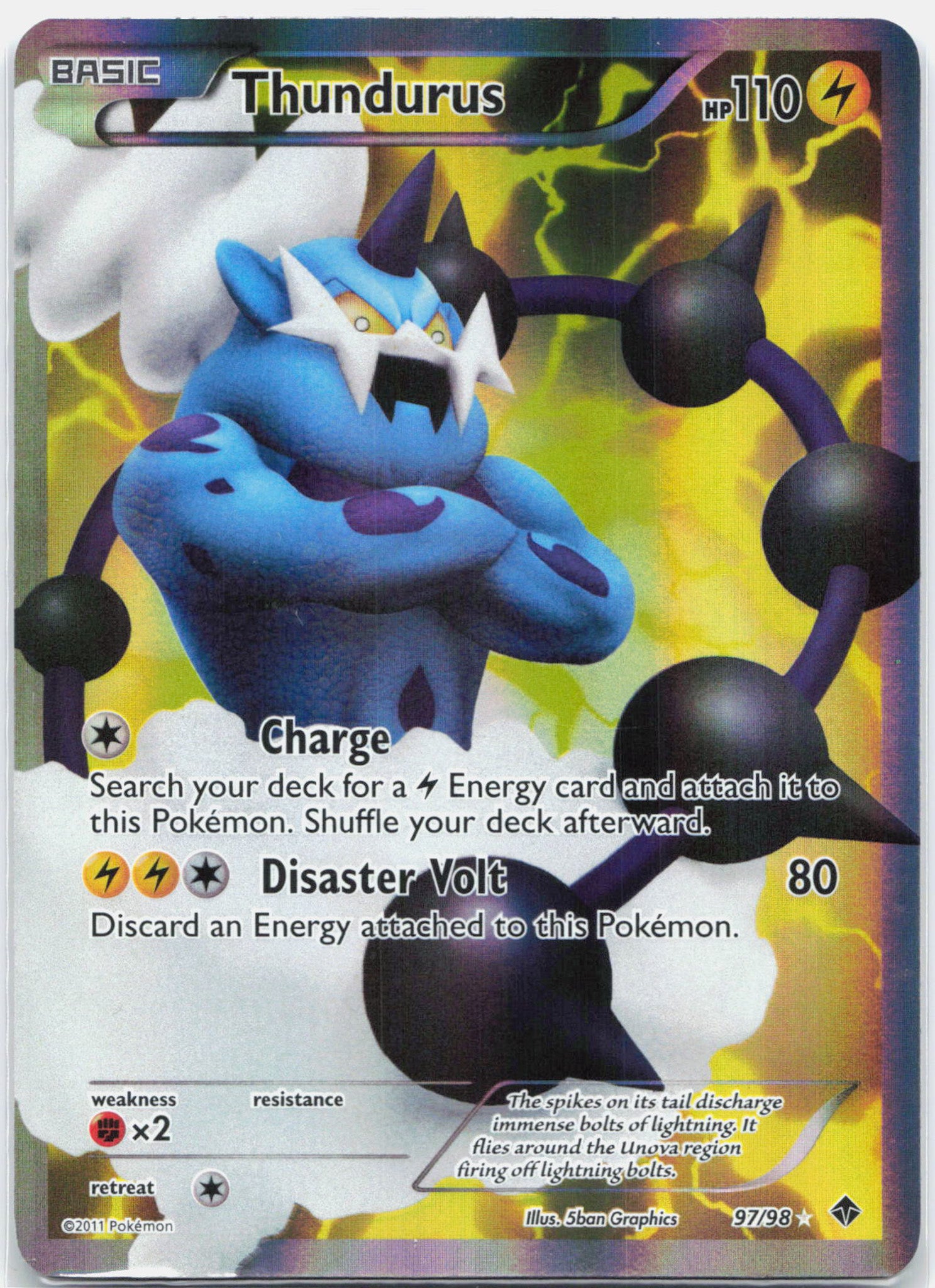Thundurus - 97/98 Emerging Powers Full Art Pokemon - NM/LP