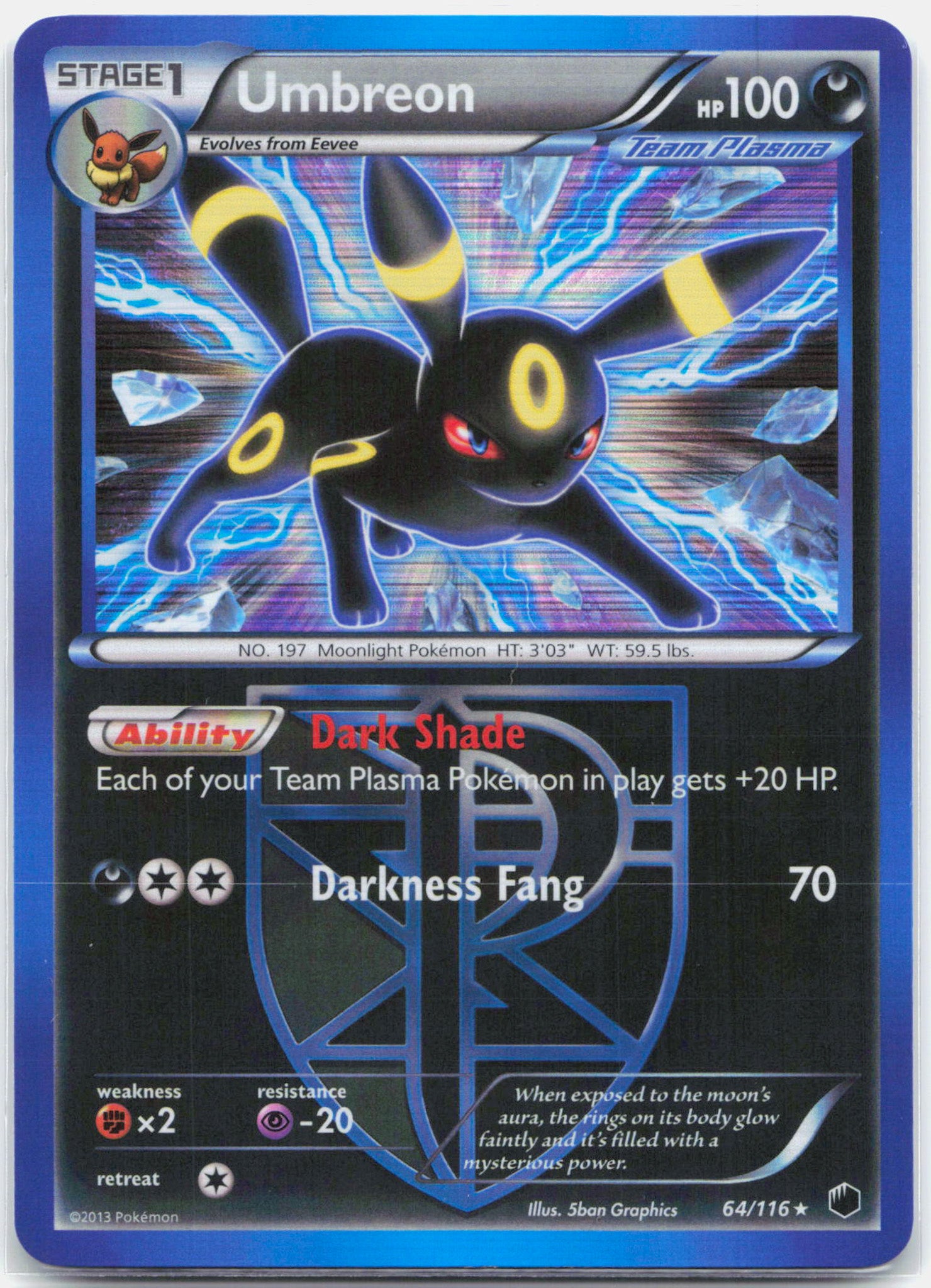 Umbreon - 64/116 Plasma Freeze Holo Rare Pokemon - NM/LP