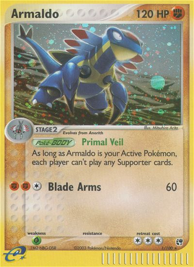 Armaldo - 1/100 Sandstorm Rare Holo Pokemon - NM