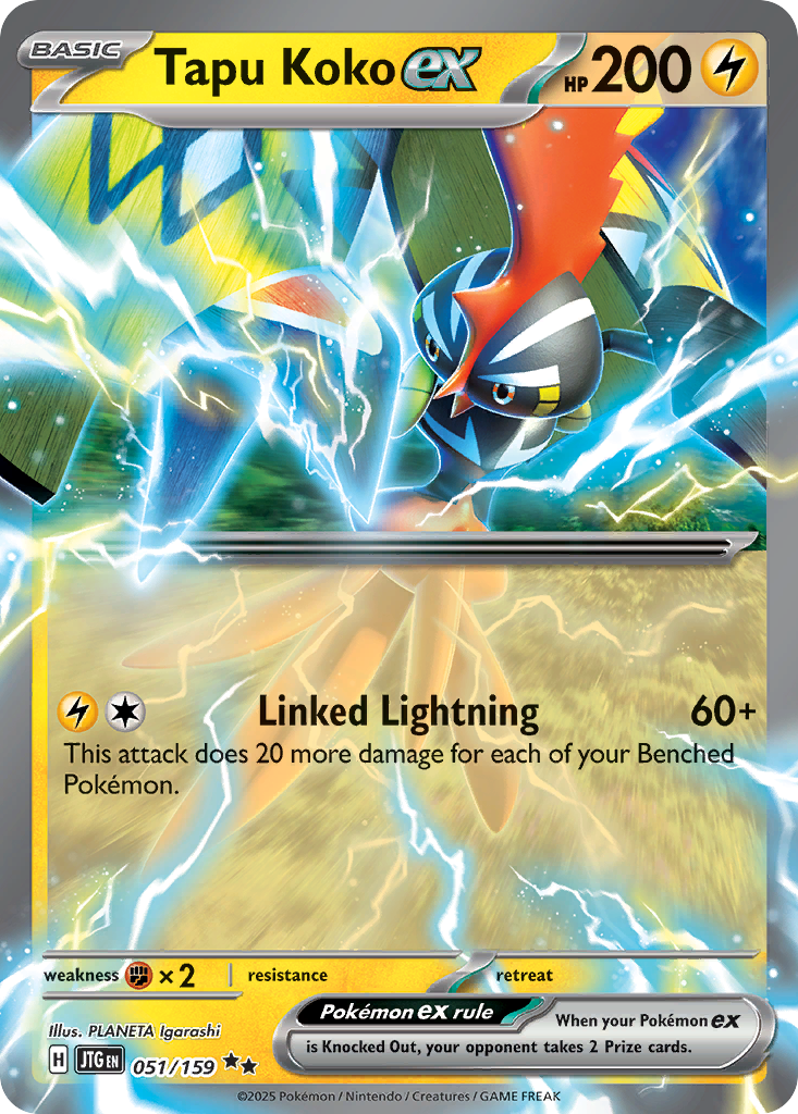 Tapu Koko ex - 051/159 Journey Together Double Rare Holo Pokemon - NM