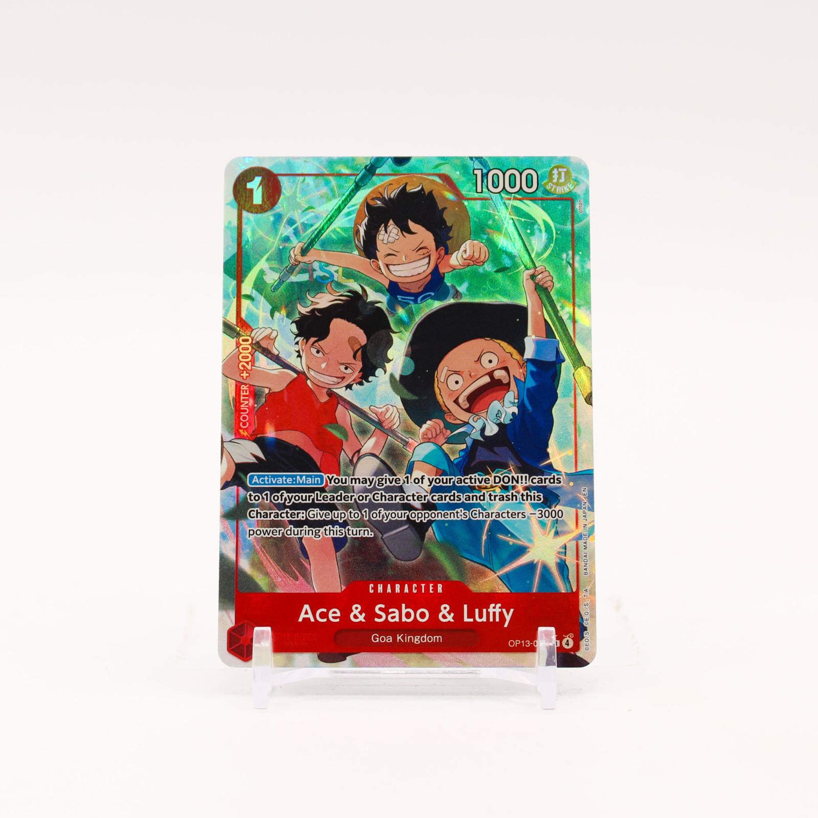 Ace & Sabo & Luffy Alternate Art - OP13-007 Carrying On His Will SR One Piece - NM/MINT