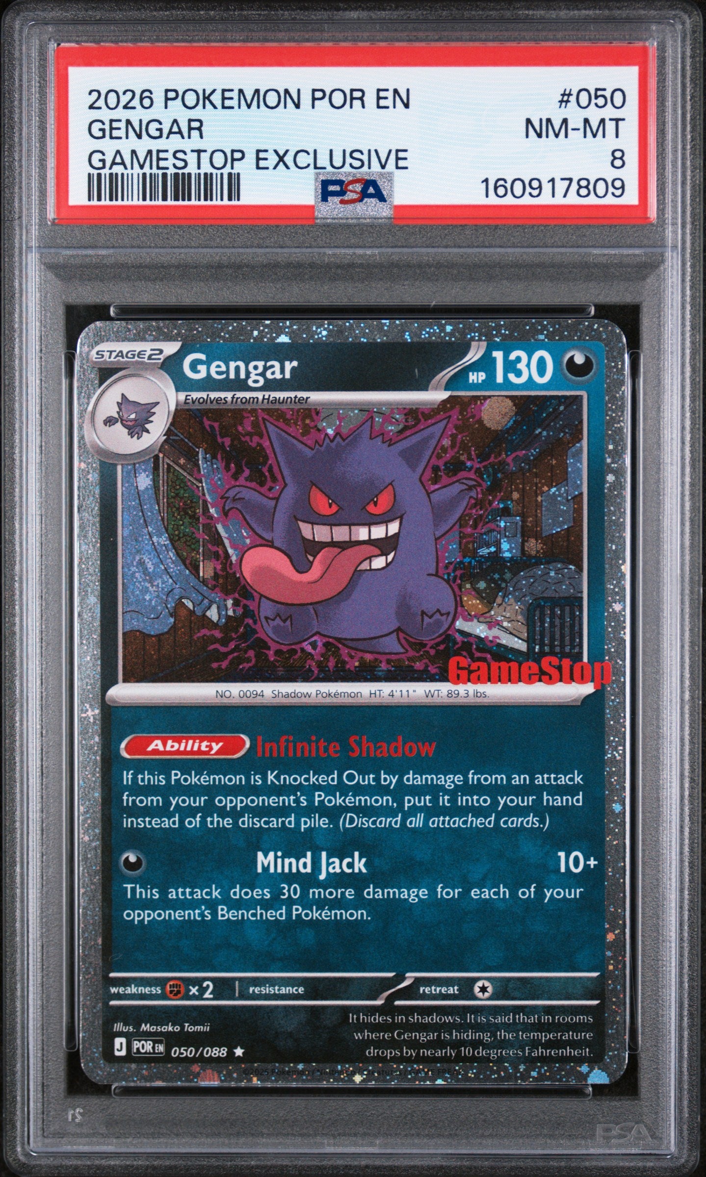 Gengar - 050/088 PSA 8 Perfect Order Gamestop Stamped Promo Pokemon - NM/MINT