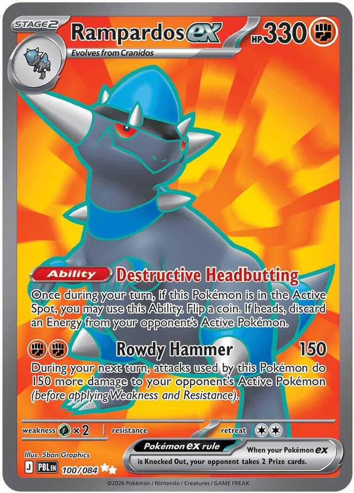 Rampardos ex - 100/084 Pitch Black Ultra Rare Holo Pokemon - NM