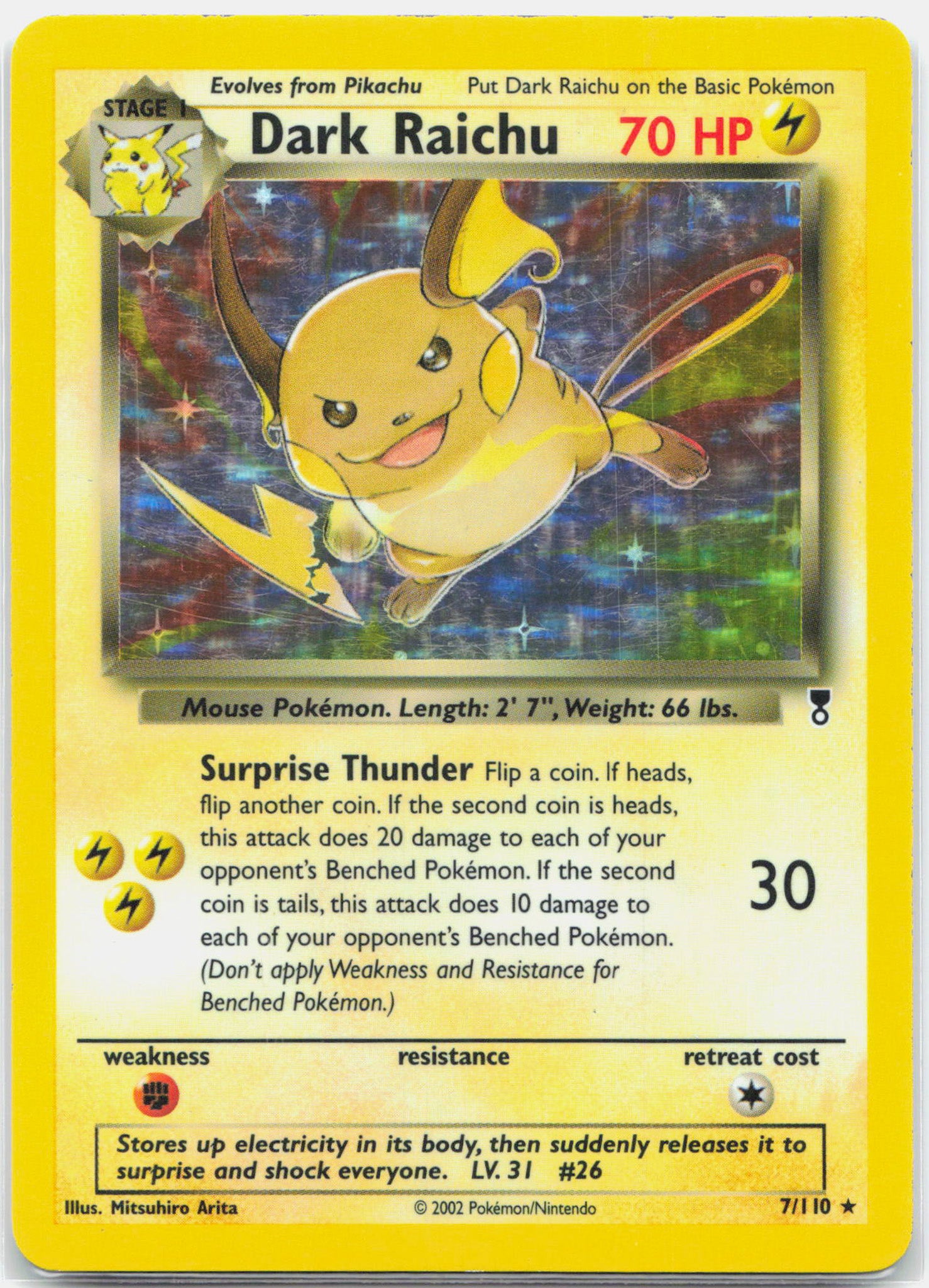 Dark Raichu - 7/110 Legendary Collection Holo Rare Pokemon - LP/MP