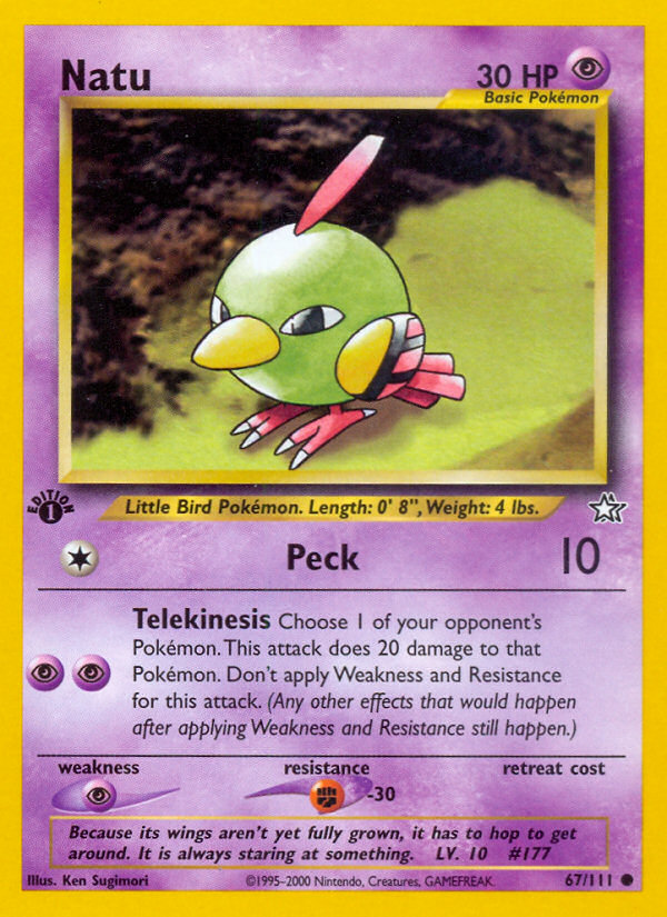 Natu - 67/111 Neo Genesis Common Unlimited Pokemon - NM