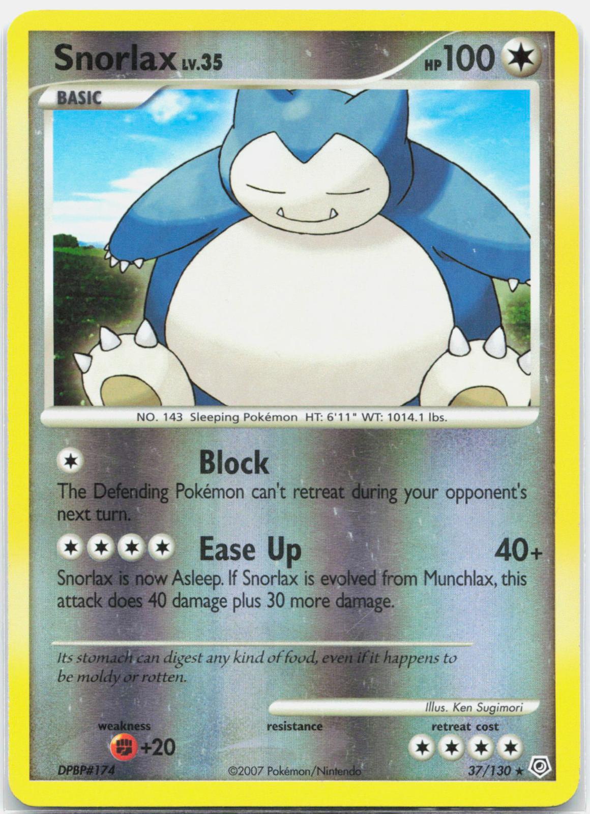 Snorlax - 37/130 Diamond & Pearl Reverse Holo Rare Pokemon - LP