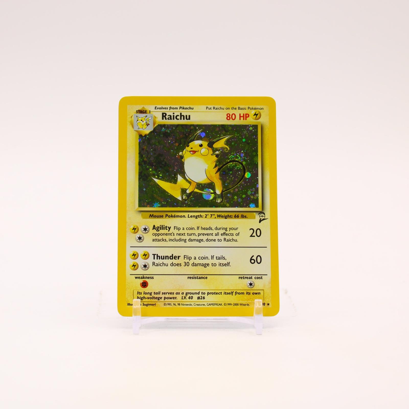 Raichu - 16/130 Base Set 2 Holo Rare SWIRL Pokemon - NM/LP