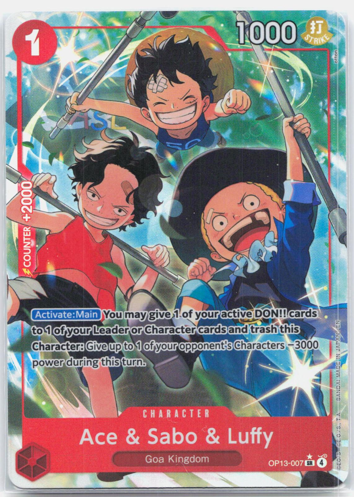 Ace & Sabo & Luffy Alternate Art - OP13-007 Carrying On His Will SR One Piece - NM/MINT