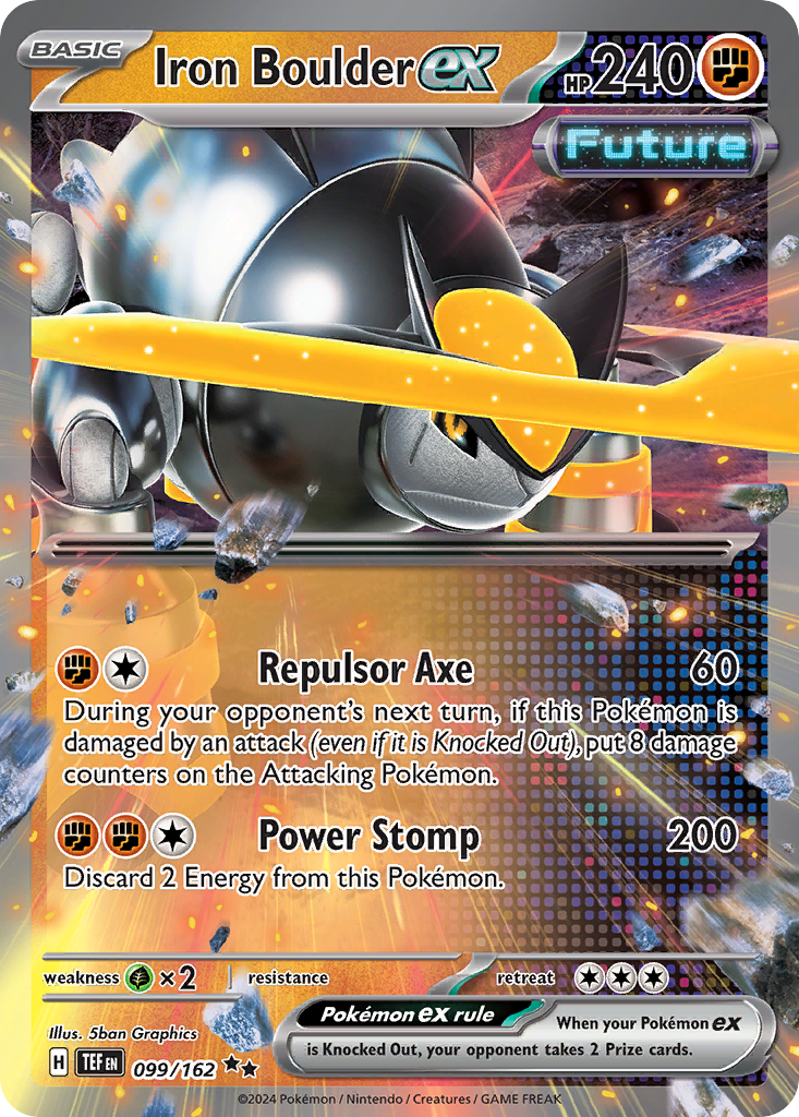 Iron Boulder ex - 099/162 Temporal Forces Double Rare Holo Pokemon - NM