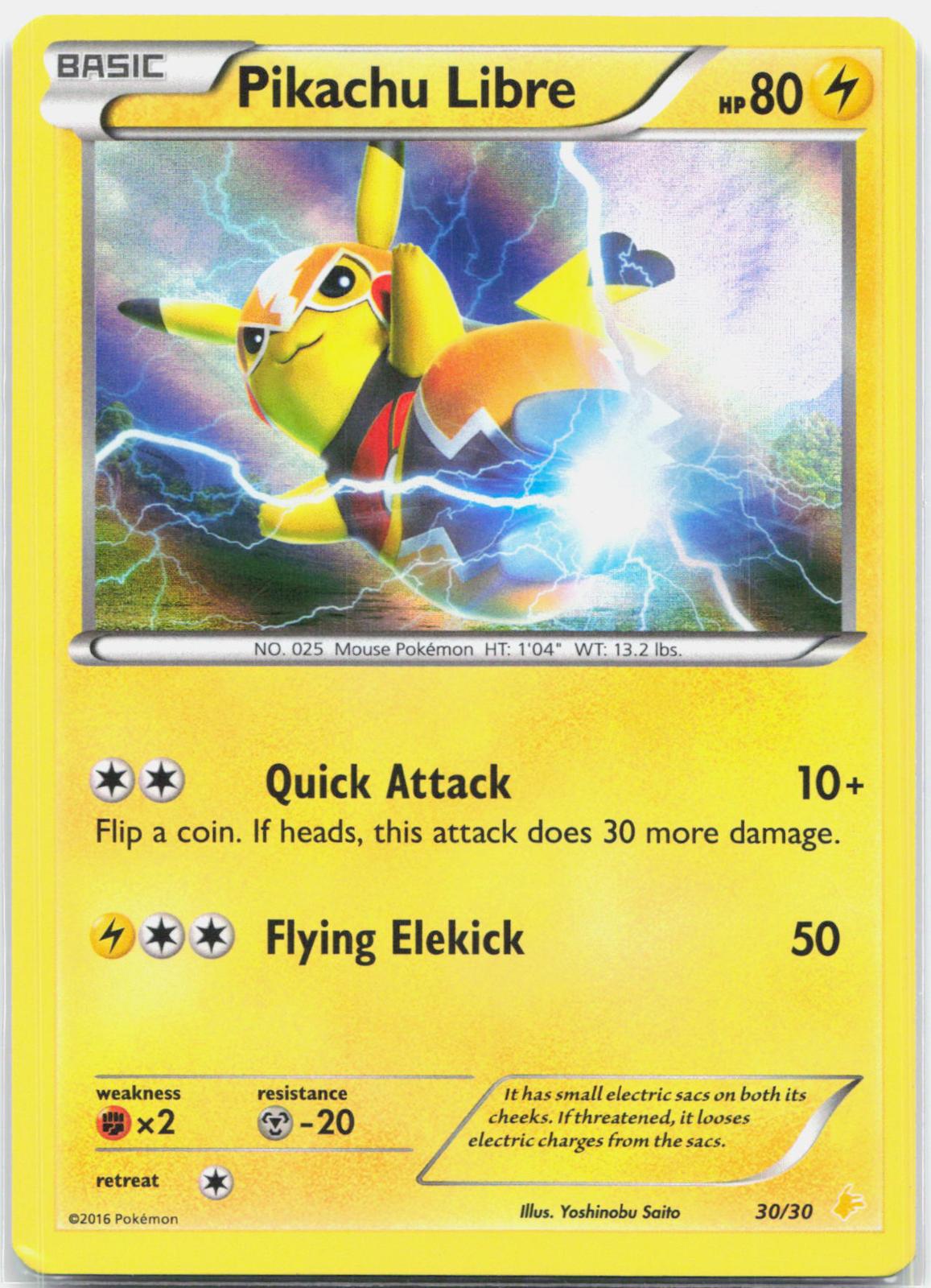 Pikachu Libre - 30/30 XY Trainer Kit Pikachu Libre & Suicune Holo Pokemon - MP