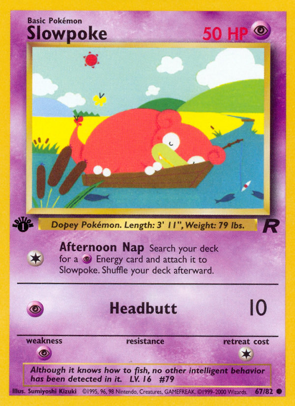 Slowpoke - 67/82 Team Rocket Common 1st Edition Pokemon - NM