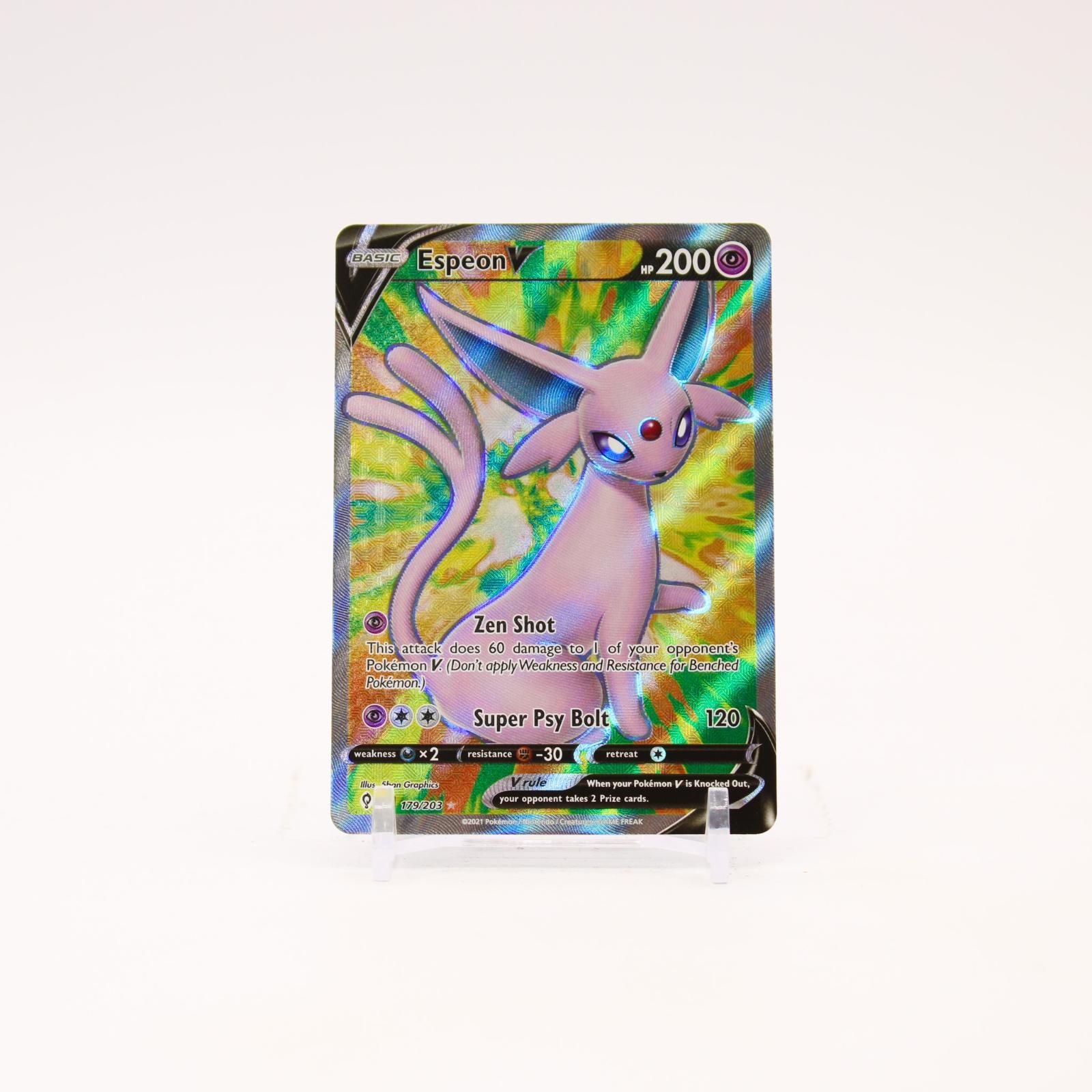 Espeon V - 179/203 Evolving Skies Holo Full Art Pokemon - NM