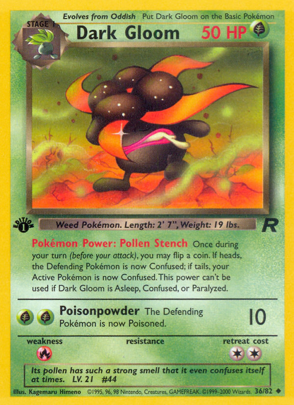 Dark Gloom - 36/82 Team Rocket Uncommon Unlimited Pokemon - NM