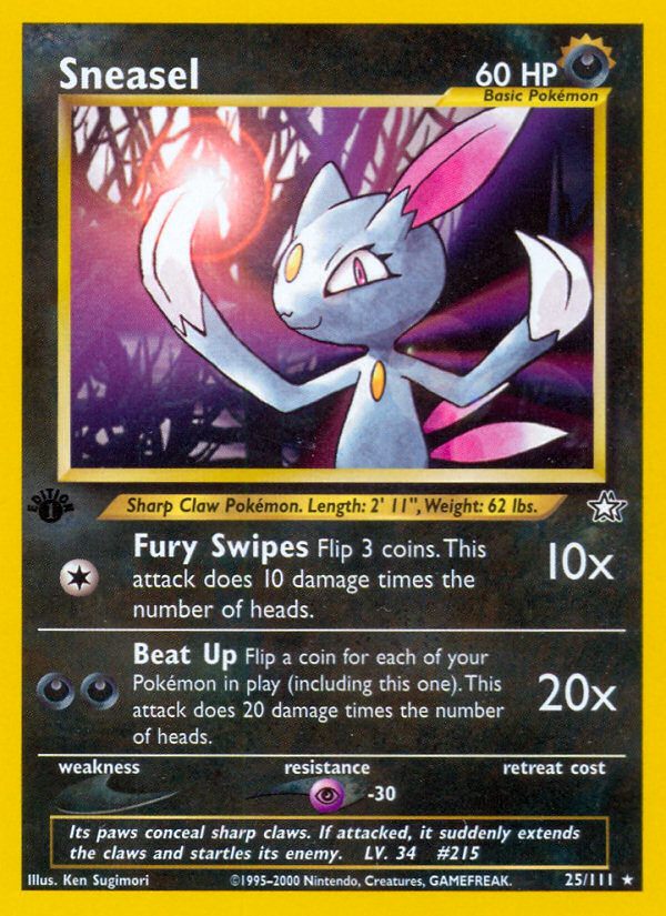 Sneasel - 25/111 Neo Genesis Rare Unlimited Pokemon - NM