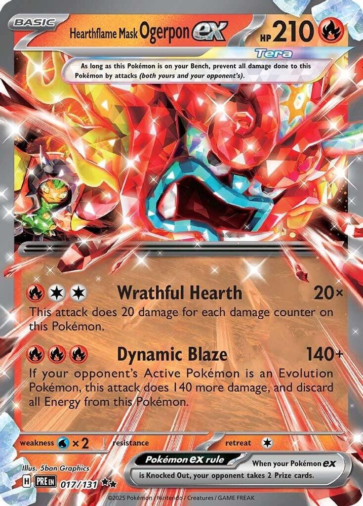 Hearthflame Mask Ogerpon ex - 017/131 Prismatic Evolutions Double Rare Holo Pokemon - NM