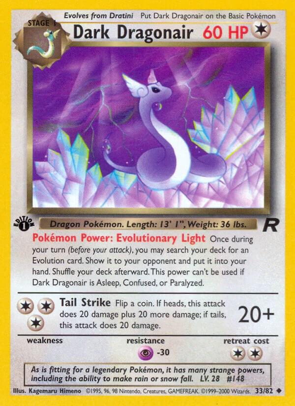 Dark Dragonair - 33/82 Team Rocket 1st Edition Pokemon - NM