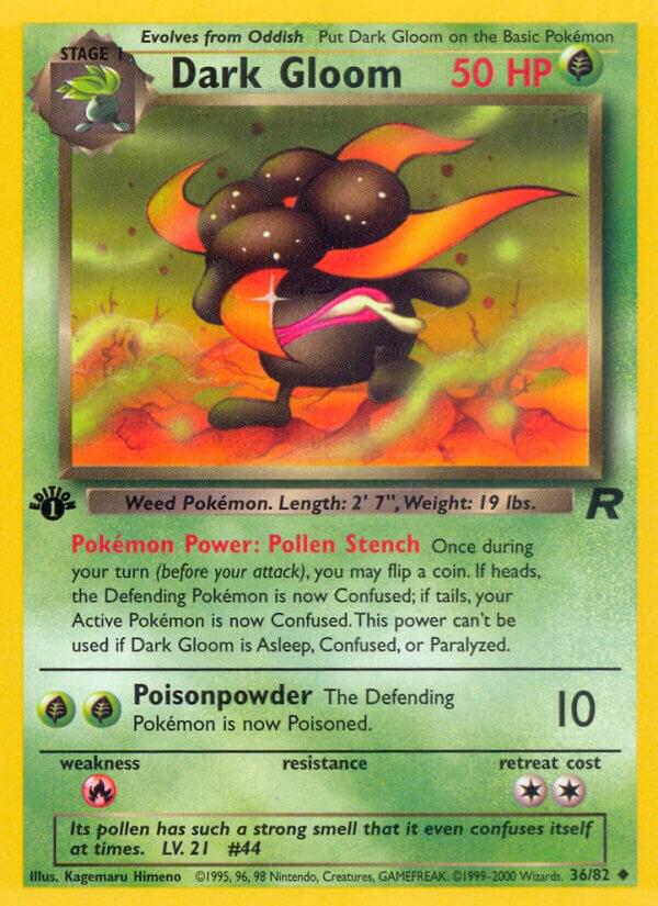 Dark Gloom - 36/82 Team Rocket 1st Edition Uncommon Pokemon - NM