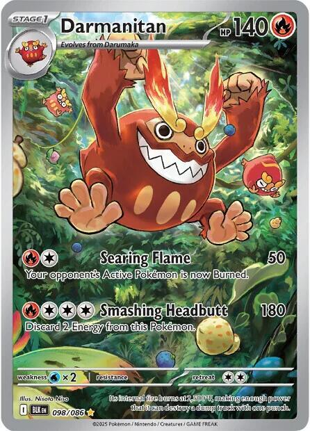 Darmanitan - 098/086 Black Bolt Illustration Rare Holo Pokemon - NM/MINT