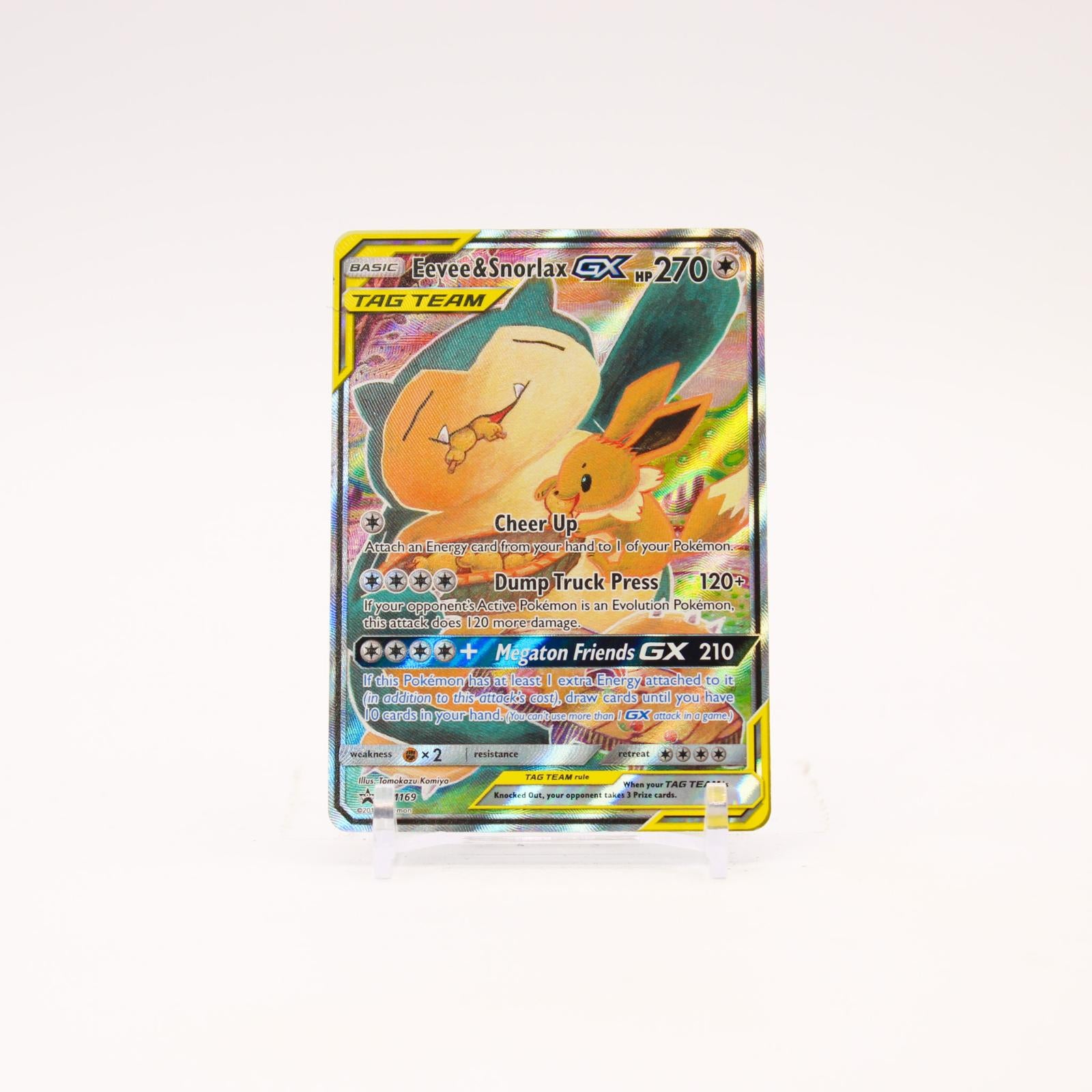 Eevee & Snorlax GX - SM169 Sun & Moon Holo Alternate Art Promo Pokemon - HP