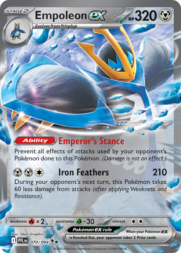 Empoleon ex - 070/094 Phantasmal Flames Double Rare Holo Pokemon - NM