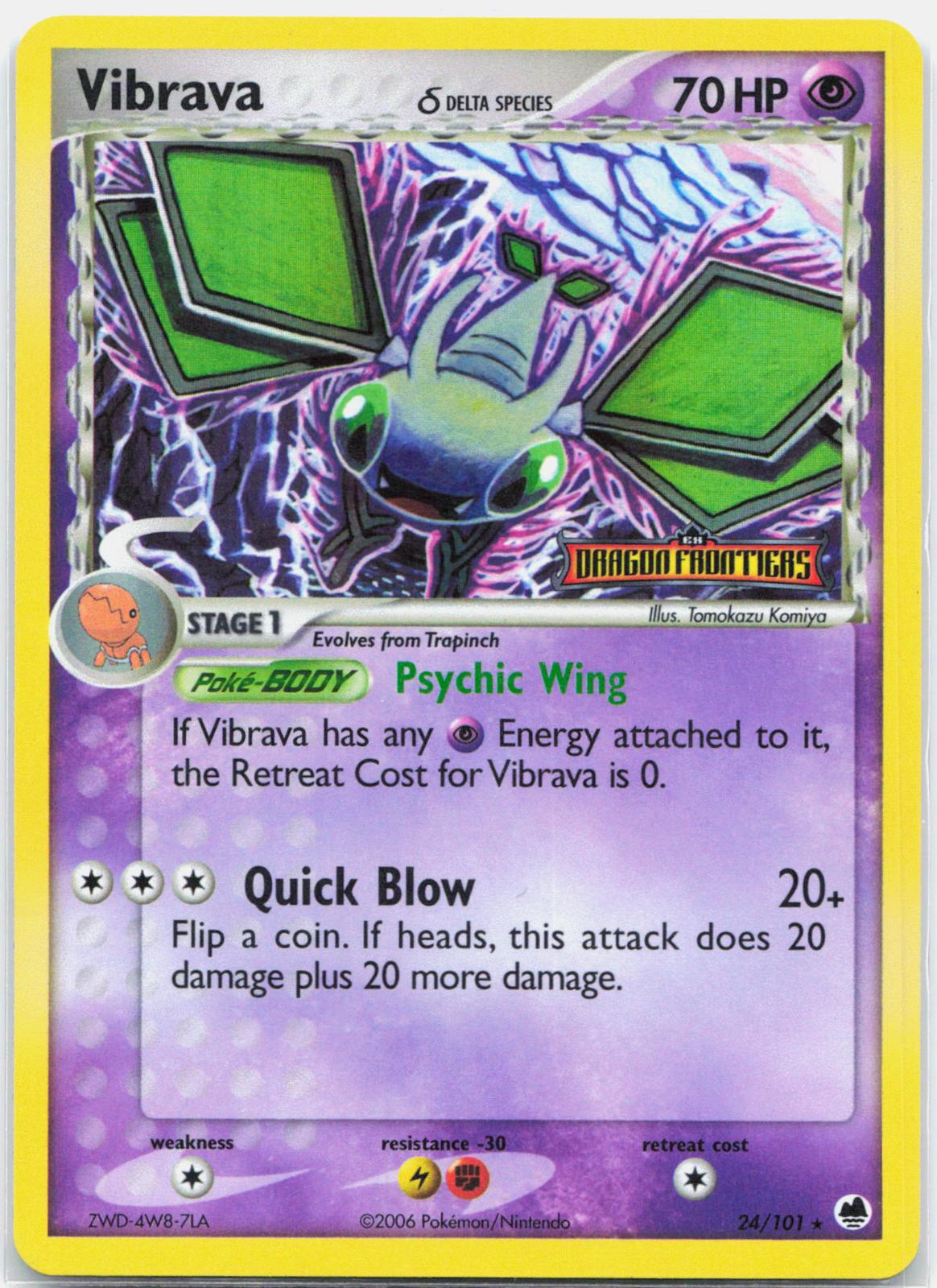 Vibrava - 24/101 Dragon Frontiers Reverse Holo Rare Pokemon - NM
