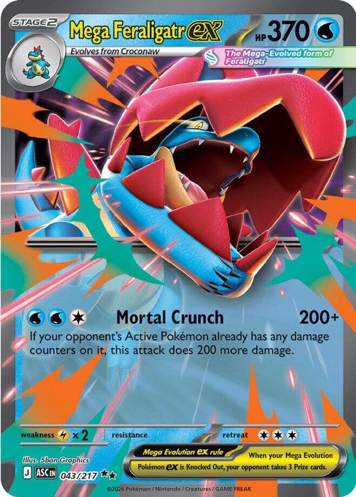 Mega Feraligatr ex - 043/217 Ascended Heroes Double Rare Holo Pokemon - NM