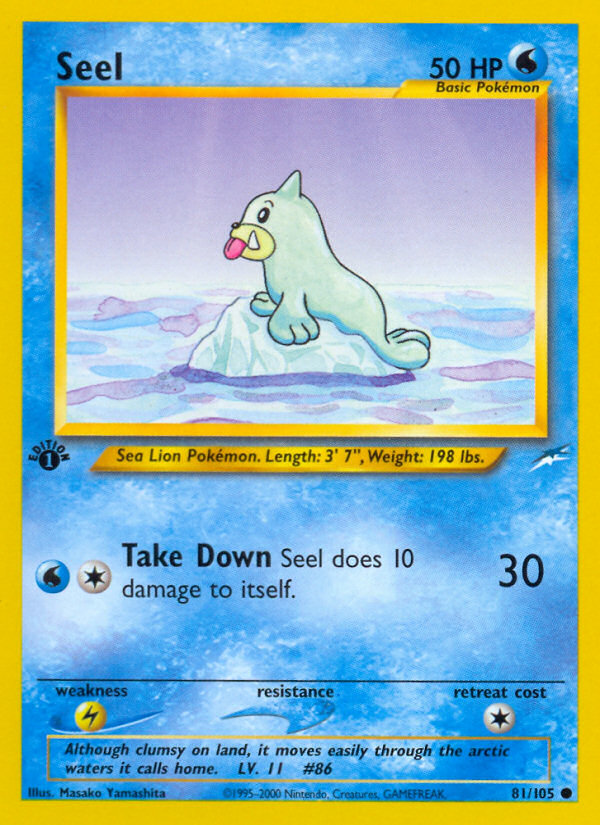 Seel - 81/105 Neo Destiny Common Unlimited Pokemon - NM
