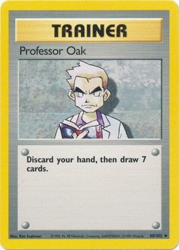 Professor Oak - 88/102 Base Set Unlimited Uncommon Pokemon - NM