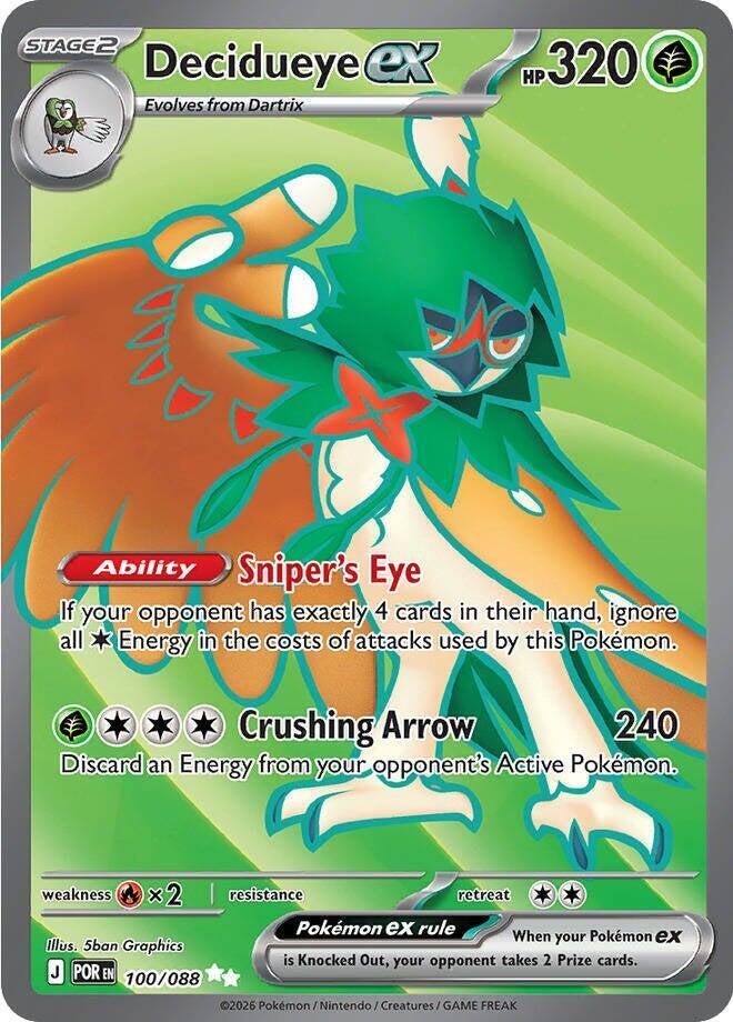 Decidueye ex - 100/088 Perfect Order Full Art Pokemon - NM/MINT