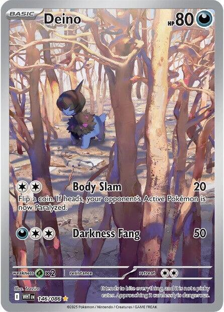 Deino - 146/086 White Flare Illustration Rare Pokemon - NM/MINT