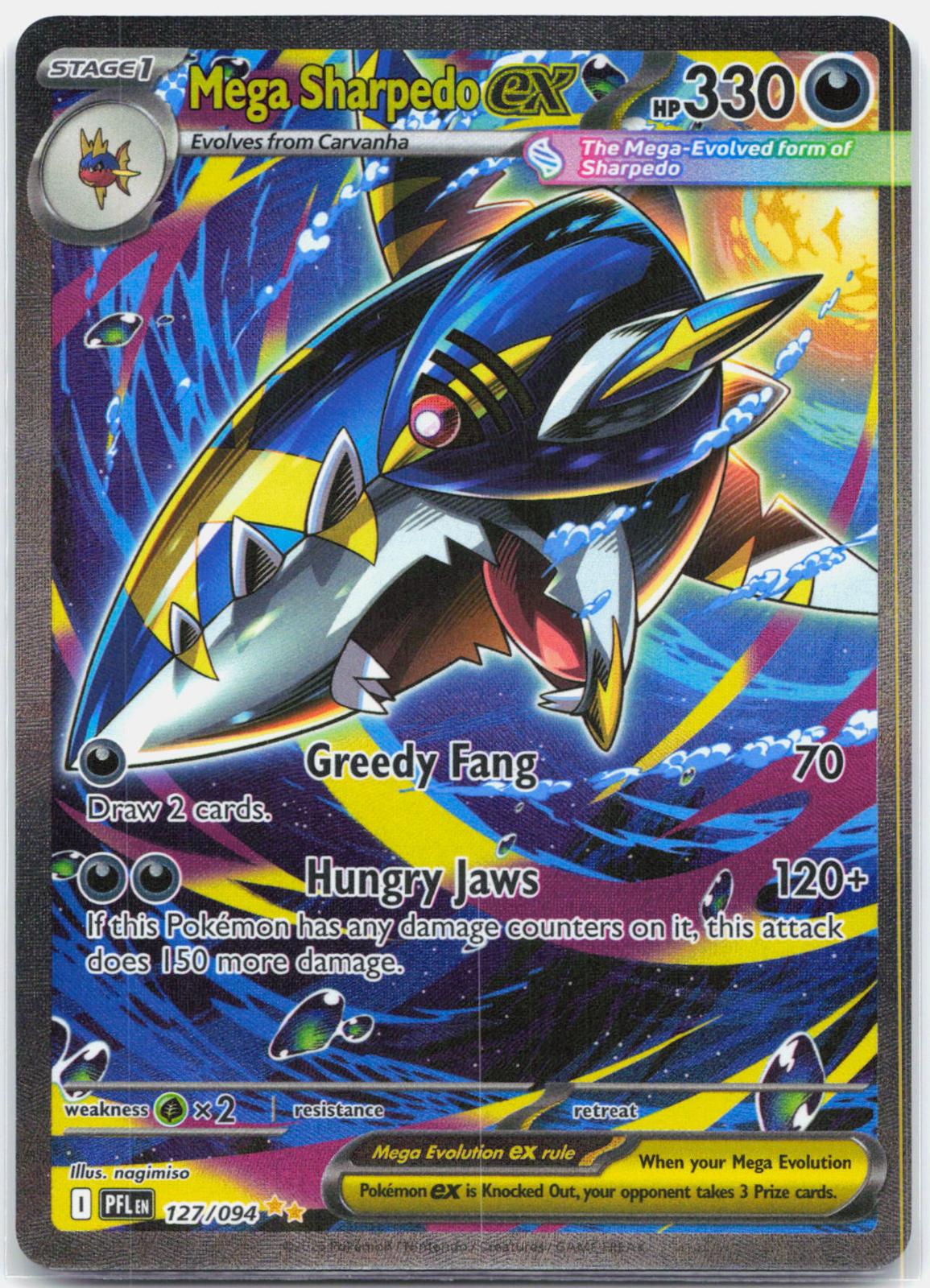 Mega Sharpedo ex - 127/094 Phantasmal Flames Special Illustration Pokemon - NM