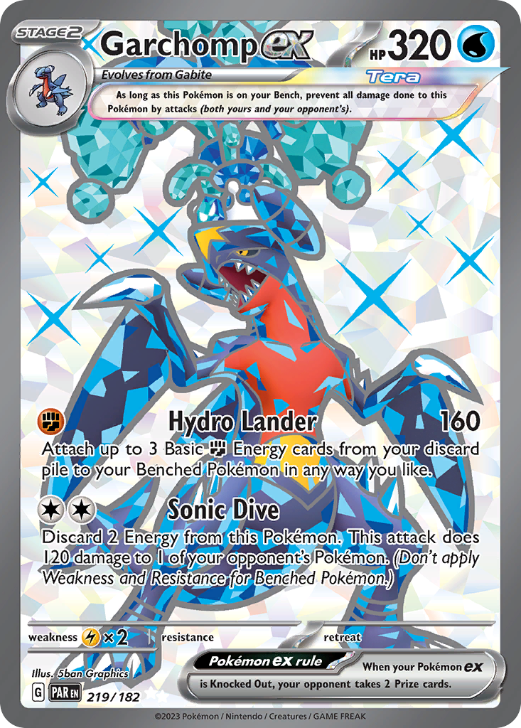 Garchomp ex - 219/182 Paradox Rift Ultra Rare Holo Pokemon - NM