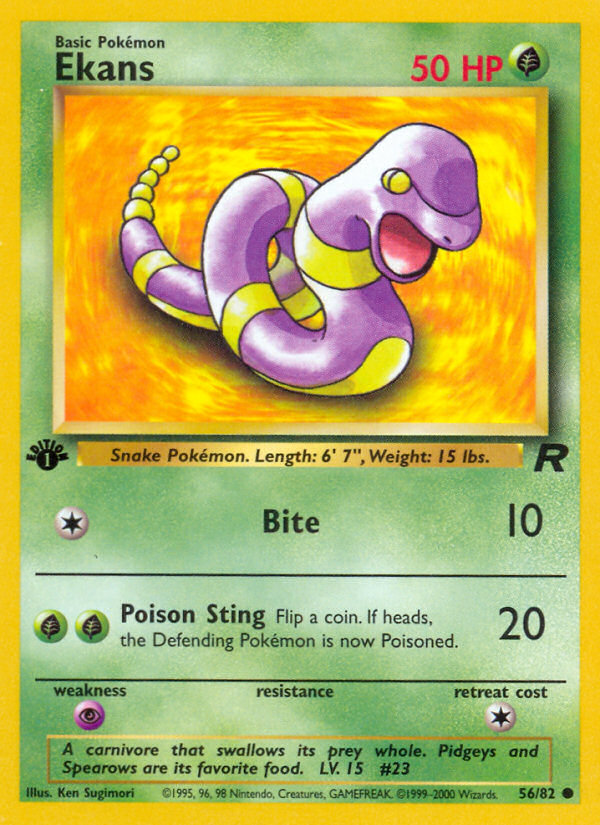 Ekans - 56/82 Team Rocket Common Unlimited Pokemon - NM