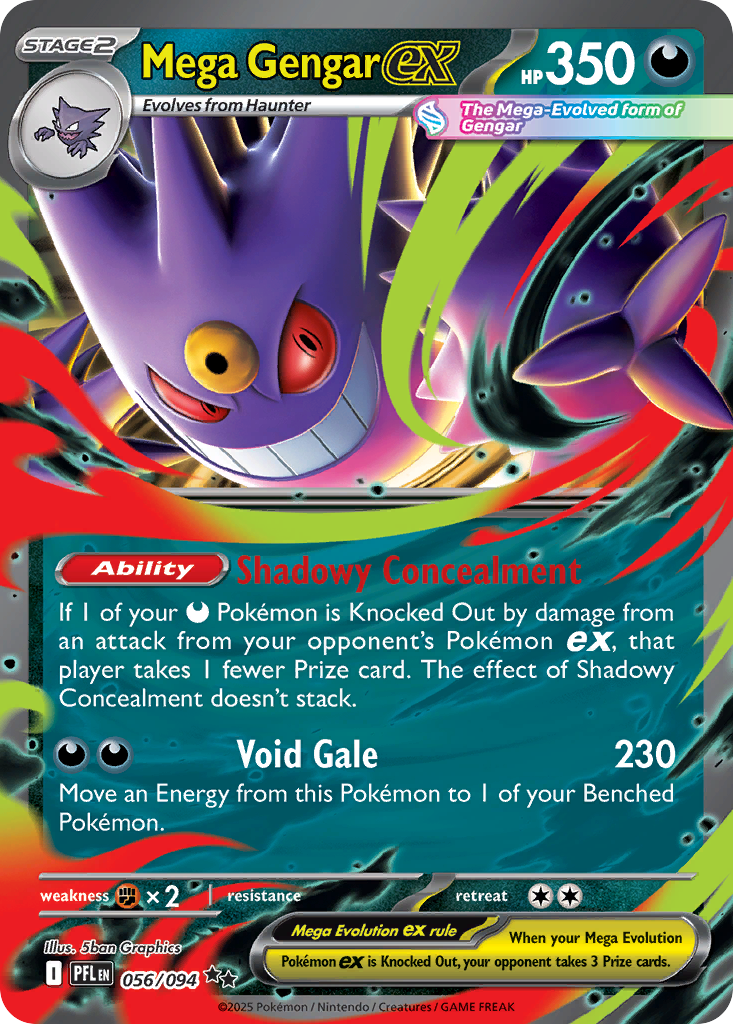 Mega Gengar ex - 056/094 Phantasmal Flames Double Rare Holo Pokemon - NM